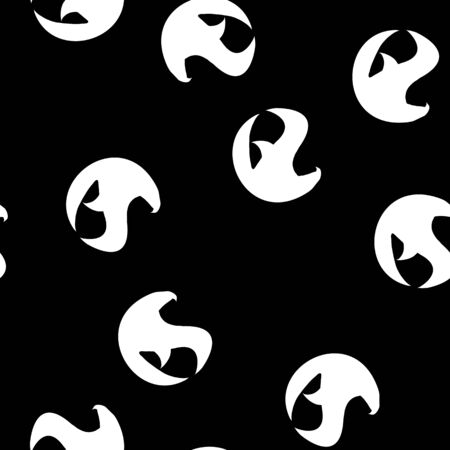 Seamless pattern of hand drawn vector hawk isolated on black background. Fantastic dragon icon. Freehand seamless silhouette of mythology aminal. Fantasy outline illustration.のイラスト素材