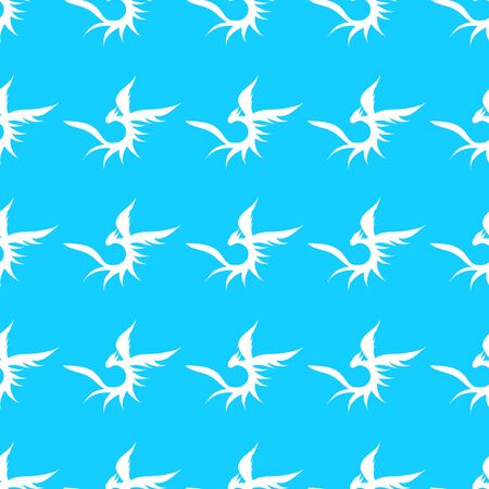 Seamless pattern of hand drawn vector dragon isolated on white background. Fantastic dragon icon. Freehand seamless silhouette of mythology aminal. Fantasy outline illustration.のイラスト素材