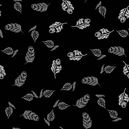 Seamless autumn leaves outline in vintage style. Seamless autumn leaves outline in a hand-drawn style. Simple vector illustration. Hand drawn sketch vector illustration.のイラスト素材