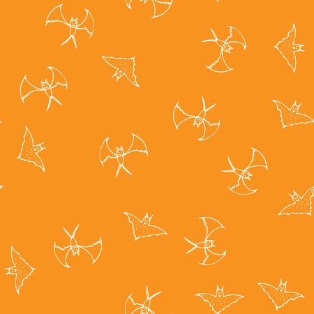 Bat seamless Halloween outline in the abstract style. Black bat seamless Halloween outline on white background. Holiday decoration. Line vector. Doodle wallpaper. Wildlife set.のイラスト素材