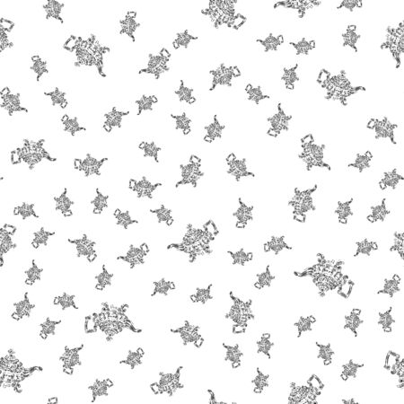 Seamless retro hand drawn teapots, great design for any purposes. Seamless pattern. Teapot hand drawn a pattern in Chinese style on white background. Retro typography. Kettle icon.の写真素材