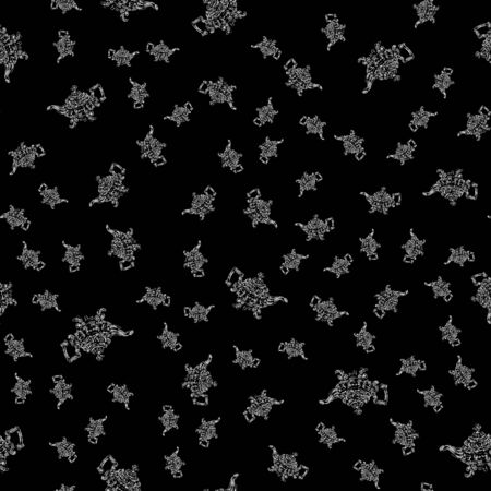 Seamless retro hand drawn teapots, great design for any purposes. Seamless pattern. Teapot hand drawn a pattern in Chinese style on black background. Retro typography. Kettle icon.の写真素材