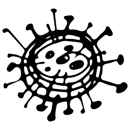 Outline microbe icon. Isolated black simple line element illustration from a medical concept. Virus icon. Hand drawn illustration. Virus, bacteriaのイラスト素材