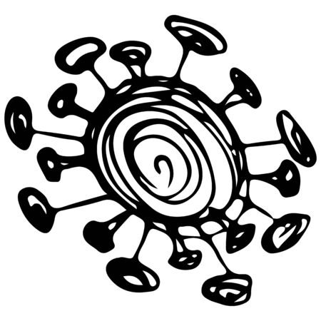 Outline microbe icon. Isolated black simple line element illustration from a medical concept. Virus icon. Hand drawn illustration. Virus, bacteriaのイラスト素材