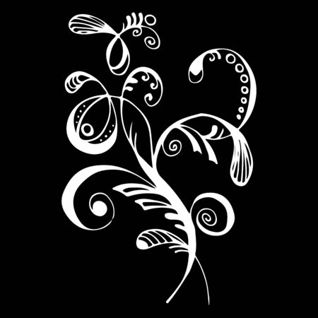 Summer tropical leaf. Floral botanical flower isolated on black background. Hand drawn vector illustration. Botanical hawaii nature. Tropical leaf palm icon. Hawaiian vector tattoo illustration.のイラスト素材
