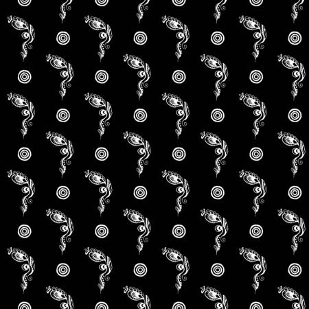Seamless pattern of summer tropical flowers. Floral botanical seamless pattern isolated on black. Hand drawn vector illustration. Botanical Hawaii nature. Tropical leaf. Hawaiian vector illustration.のイラスト素材