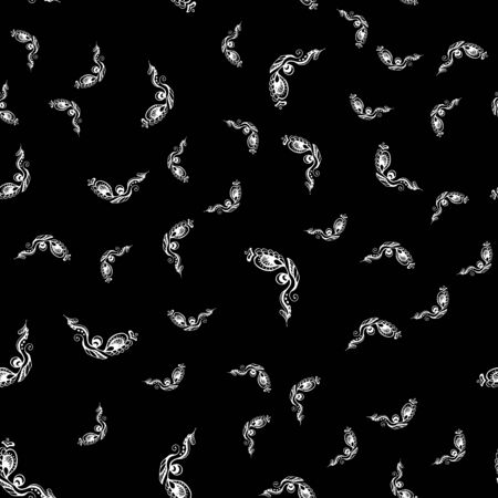 Seamless pattern of summer tropical flowers. Floral botanical seamless pattern isolated on black. Hand drawn vector illustration. Botanical Hawaii nature. Tropical leaf. Hawaiian vector illustration.のイラスト素材