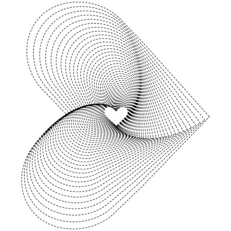 Monochrome Geometric Gradation in form of heart isolated on white background. Vector illustration.のイラスト素材