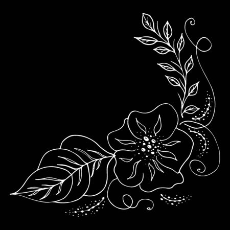 Engraved hand drawn abstract orchid. Retro flowers hand outline orchid, great design for any purposes. Outline vector. Nature background. Tropical plant. Floral design. Abstract art background.のイラスト素材
