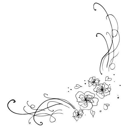 Engraved hand drawn abstract orchid. Retro flowers hand outline orchid, great design for any purposes. Outline vector. Nature background. Tropical plant. Floral design. Abstract art background.のイラスト素材