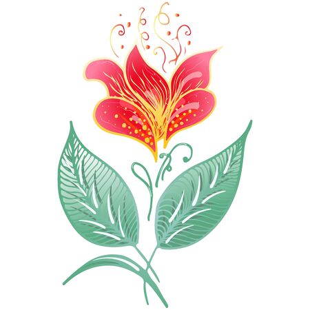 Engraved hand drawn abstract orchid. Retro flowers hand outline orchid, great design for any purposes. Outline vector. Nature background. Tropical plant. Floral design. Abstract art background.のイラスト素材
