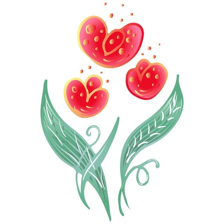 Summer tropical flat flower. Floral botanical flower isolated on white background. Hand drawn vector illustration. Botanical hawaii nature. Tropical flat icon. Hawaiian vector tattoo illustration.のイラスト素材