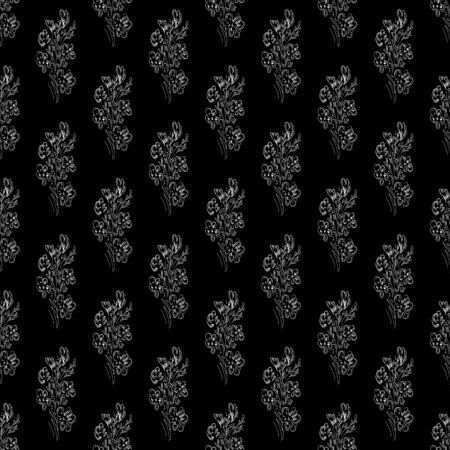 Seamless pattern with wildflowers on black background for print design. Print, design element. Seamless floral pattern. Fashion vector illustration. Summer background.のイラスト素材