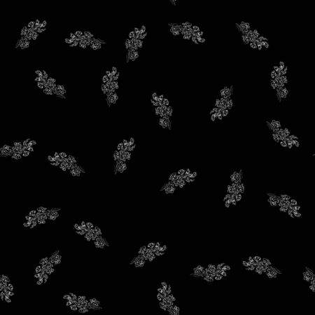 Seamless pattern with wildflowers on black background for print design. Print, design element. Seamless floral pattern. Fashion vector illustration. Summer background.のイラスト素材