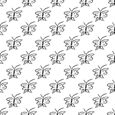 Butterfly seamless outline vector in line art style on white background. Line art butterfly. Cartoon animals. Simple design seamless pattern. Exotic wallpaper. Abstract pattern.のイラスト素材
