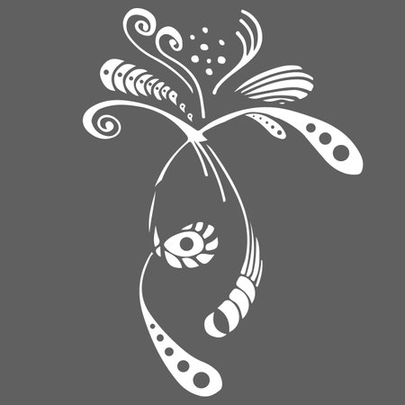 Abstract vector silhouette of hand drawn tropical flower. Floral illustration in sketch style. Summer background with tropical flower for travel or t shirt. isolated.のイラスト素材