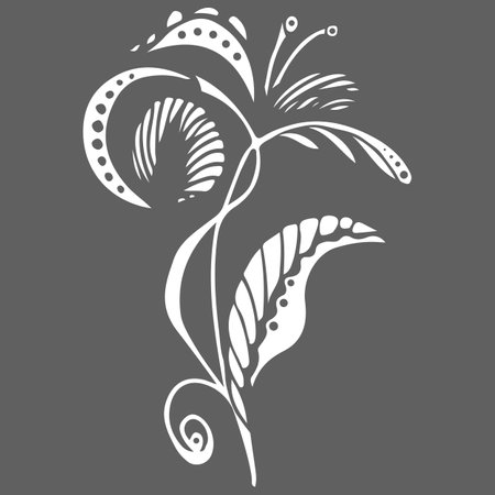 Abstract vector silhouette of hand drawn tropical flower. Floral illustration in sketch style. Summer background with tropical flower for travel or t shirt. isolated.のイラスト素材