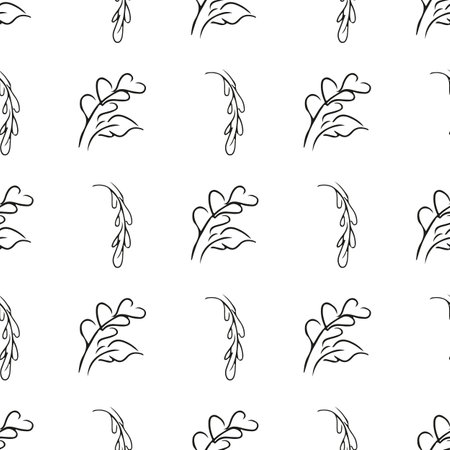 Doodle simple vector seamless pattern of hand-drawn leaves. Seamless pattern of hand-drawn branches. Big floral botanical set. isolated on white backgroundのイラスト素材