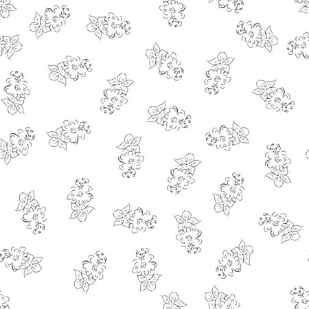 Doodle simple vector seamless pattern of hand-drawn flowers. Seamless random pattern of hand-drawn flowers. isolated on white backgroundのイラスト素材