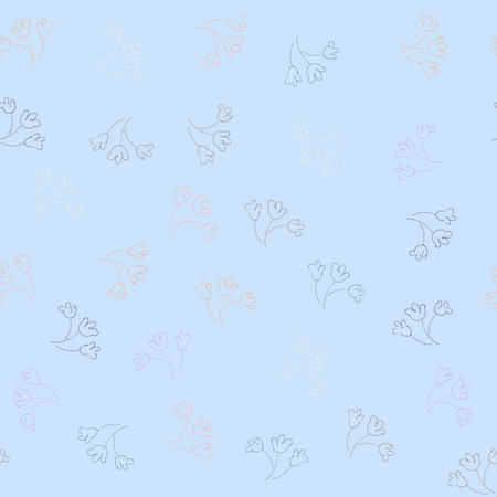Doodle colorful simple vector. Seamless pattern of hand-drawn roses. Seamless random colorful pattern of hand-drawn flowers. Isolatedのイラスト素材