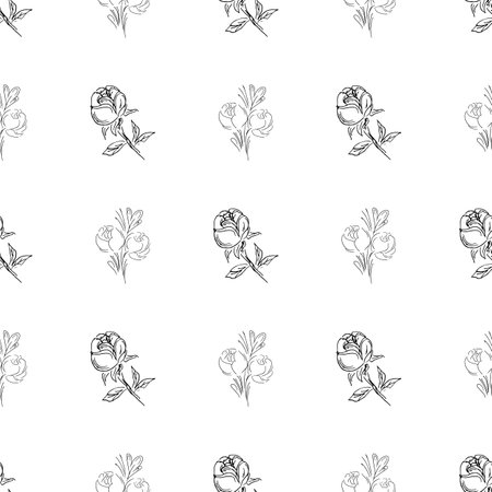 Doodle simple vector seamless pattern of hand-drawn peonies. Seamless random pattern of hand-drawn peonies. isolated on white backgroundのイラスト素材
