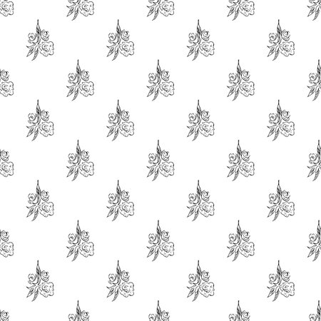 Doodle simple vector seamless pattern of hand-drawn peonies. Seamless pattern of hand-drawn peonies. isolated on white backgroundのイラスト素材