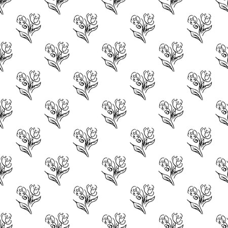 Doodle simple vector seamless pattern of hand-drawn peonies. Seamless pattern of hand-drawn peonies. isolated on white backgroundのイラスト素材