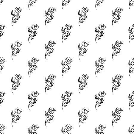 Doodle simple vector seamless pattern of hand-drawn peonies. Seamless pattern of hand-drawn peonies. isolated on white backgroundのイラスト素材
