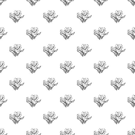 Doodle simple vector seamless pattern of hand-drawn peonies. Seamless pattern of hand-drawn peonies. isolated on white backgroundのイラスト素材