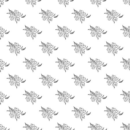 Doodle simple vector seamless pattern of hand-drawn peonies. Seamless pattern of hand-drawn peonies. isolated on white backgroundのイラスト素材