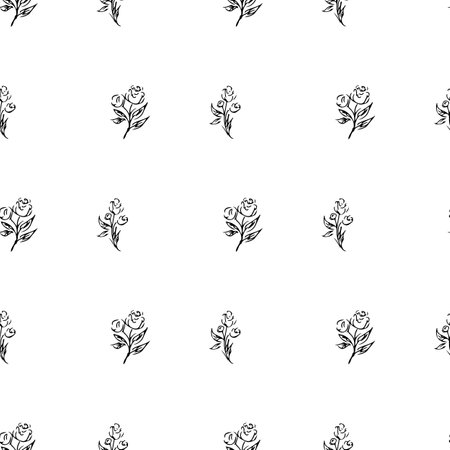 Doodle simple vector seamless pattern of hand-drawn peonies. Seamless pattern of hand-drawn peonies. isolated on white backgroundのイラスト素材