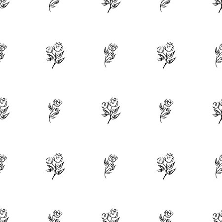 Doodle simple vector seamless pattern of hand-drawn peonies. Seamless pattern of hand-drawn peonies. isolated on white backgroundのイラスト素材