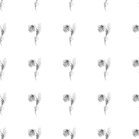 Seamless pattern of Tropical flowers. Jungle foliage illustration. floral border. hand drawing. Vector isolated. Summer tropical leaf. botanical. line drawingのイラスト素材