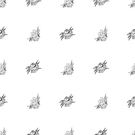Doodle simple vector seamless pattern of hand-drawn peonies. Seamless pattern of hand-drawn peonies. isolated on white backgroundのイラスト素材