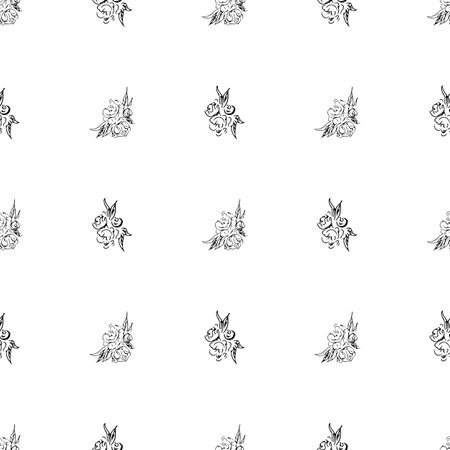 Doodle simple vector seamless pattern of hand-drawn peonies. Seamless pattern of hand-drawn peonies. isolated on white backgroundのイラスト素材