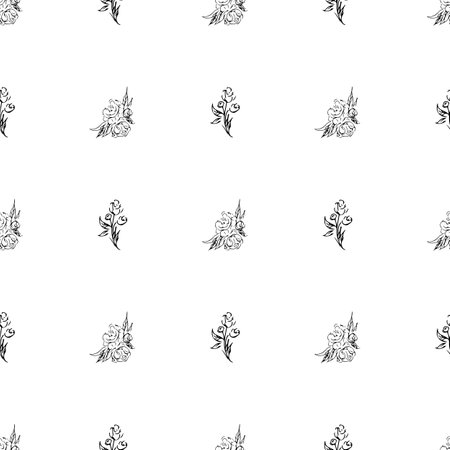 Doodle simple vector seamless pattern of hand-drawn peonies. Seamless pattern of hand-drawn peonies. isolated on white backgroundのイラスト素材