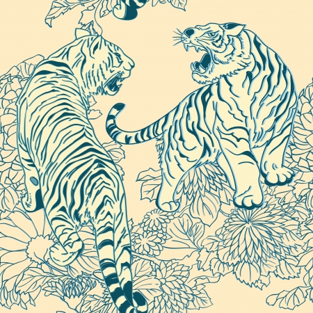 seamless pattern in the style of Japanese printsのイラスト素材