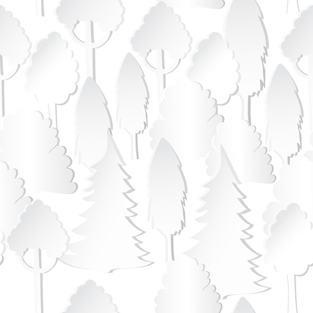 seamless pattern with trees and fenceのイラスト素材