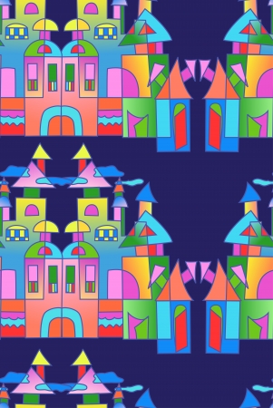 Vector fantastic house on a dark blue backgroundのイラスト素材