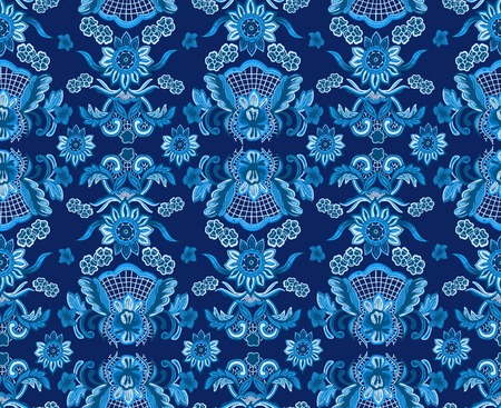  seamless pattern of decoration flower on a dark backgroundのイラスト素材