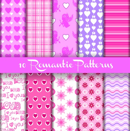 set of vector  romantic patters and backgroundsのイラスト素材