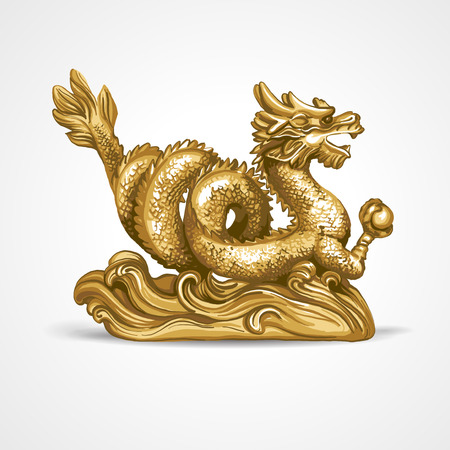 The gold dragon on a white background.のイラスト素材