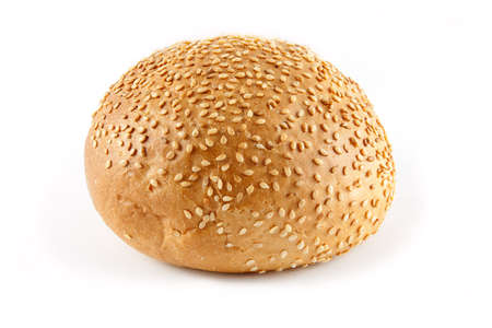 sandwich bun with seeds on white background