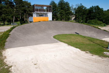 Empty BMX track curve in Ventspils , Latviaのeditorial素材