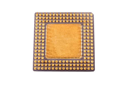 old main computer processor cpu on white backgroundの写真素材