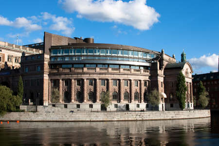 swedish parliament building in central Stockholm. Building is located on Helgeandsholmen in Stockholm - Swedenの写真素材