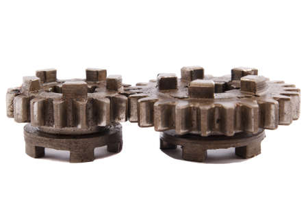 Spare Parts, gears on a white backgroundの写真素材