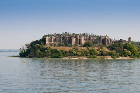 Sirmione, Lake Garda. Italy. wiev on ruins of Grotto of Catullus,Roman private edificeの写真素材