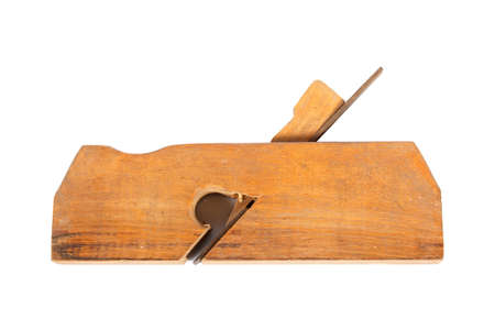 old carpenter tool - wood plane - on a white background