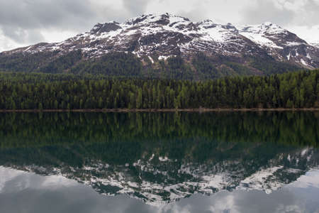 Lake St. Moritz , Switzerland. smaller lake of the Upper Engadin valleyの写真素材